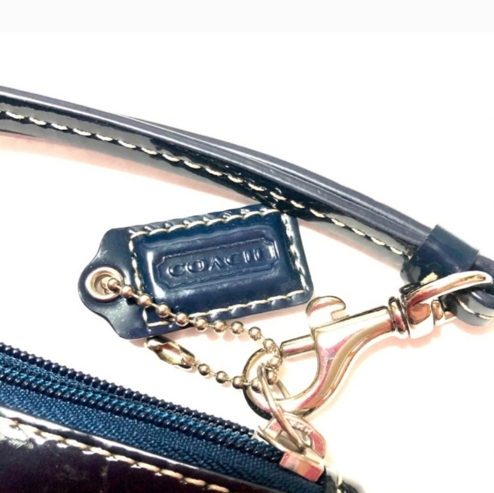 Coach Blue Patent Leather Wristlet - Picture 2 of 4
